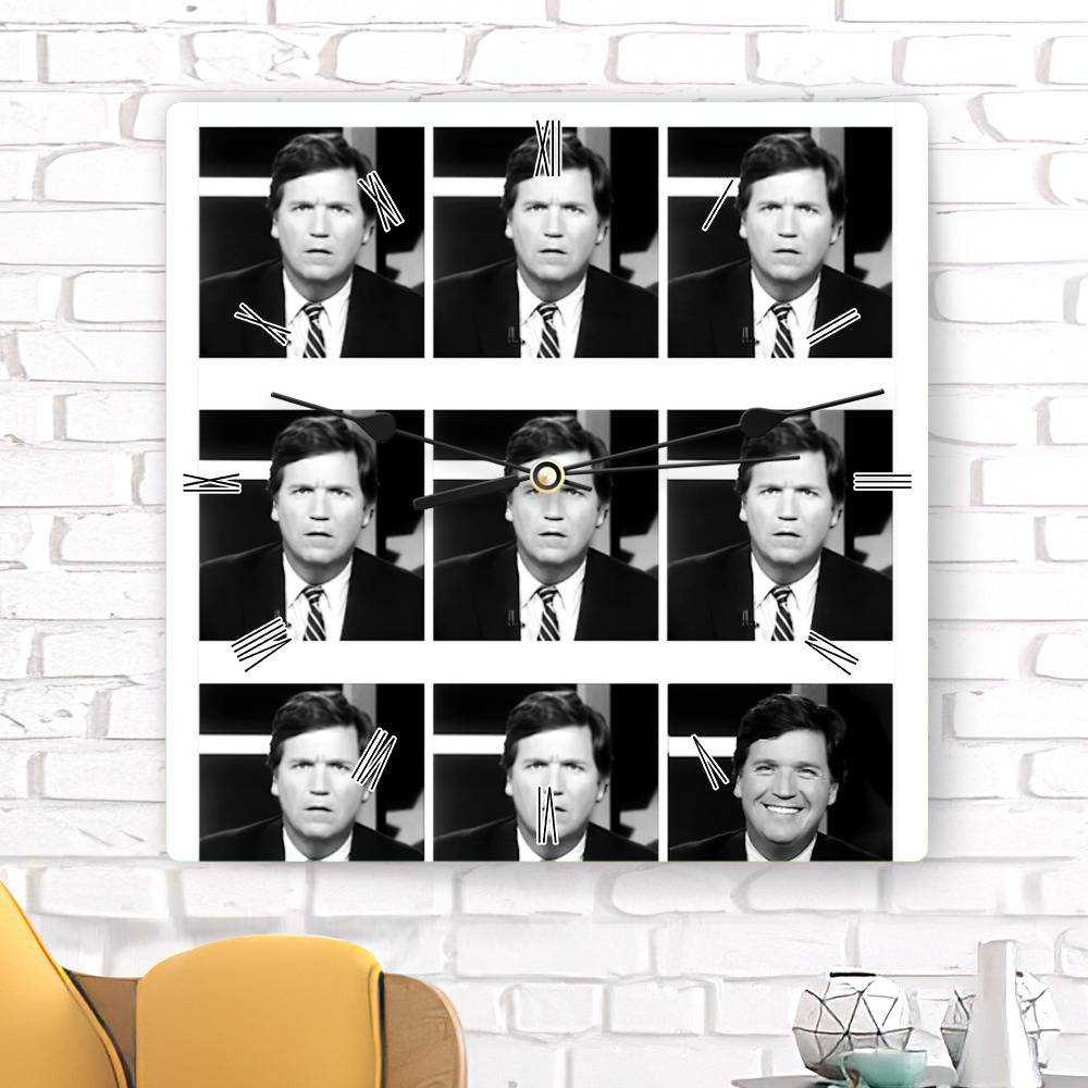 Tucker Carlson Square Wall Clock Home Decor Wall Clock Gifts for Tucker Carlson Fans The Expressions Of Tucker Carlson Wall Clock