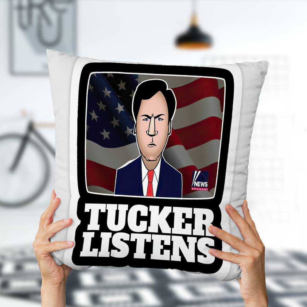 Tucker Carlson Pillow Classic Celebrity Pillow Tucker Listens Pillow