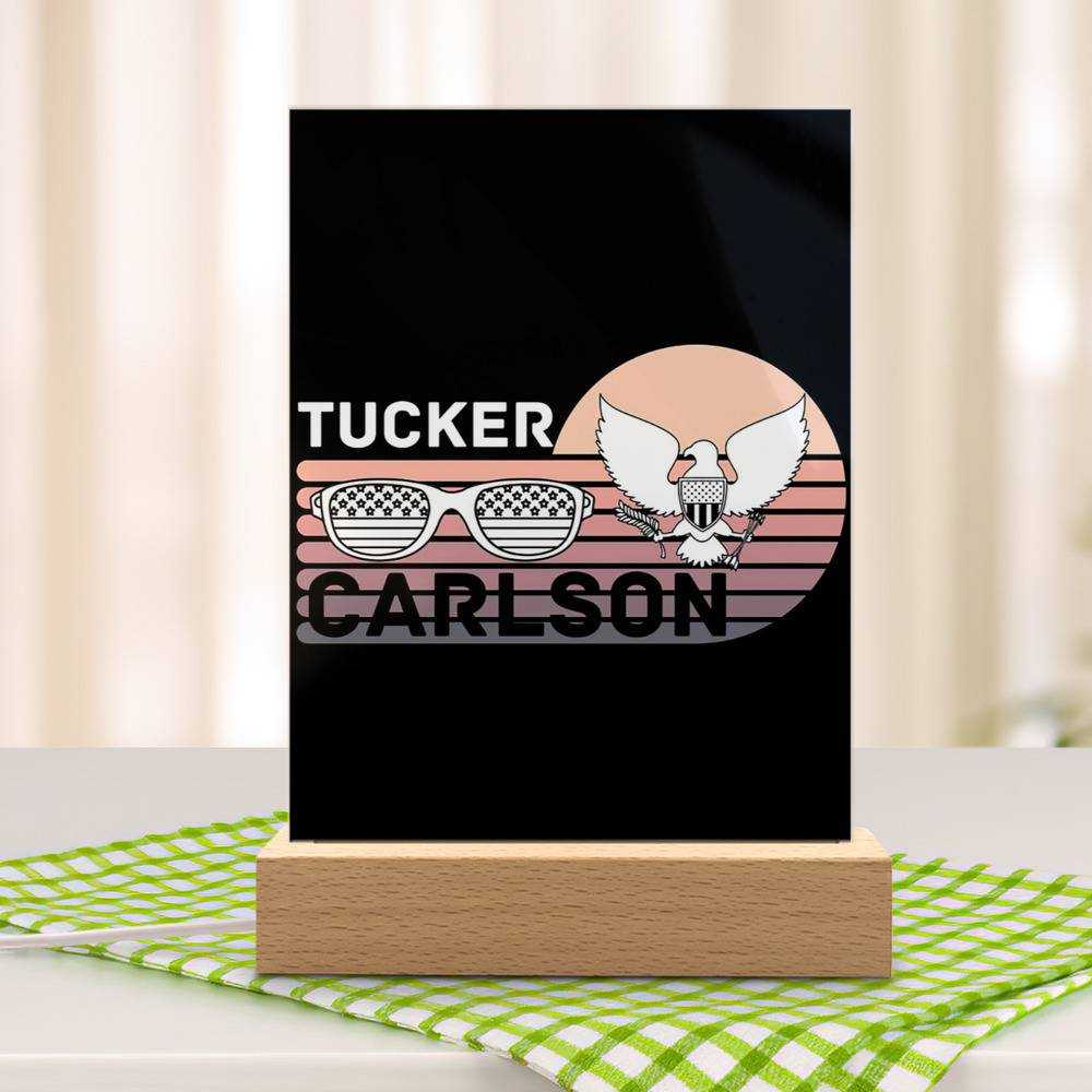 Tucker Carlson Lamp Classic Celebrity Night Light Tucker Carlson Logo by Tucker Carlson Lamp with Wooden Base