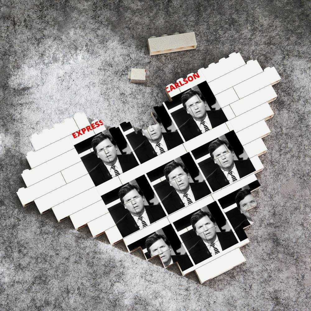 Tucker Carlson Merch Heart Shape Building Blocks Gift for Fans The Expressions Of Tucker Carlson Building Blocks