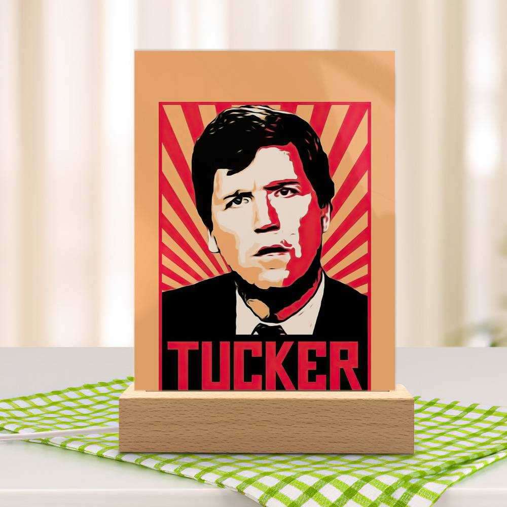 Tucker Carlson Lamp Classic Celebrity Night Light Tucker Carlson Photo by Tucker Carlson Lamp with Wooden Base