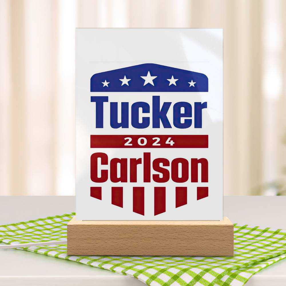Tucker Carlson Lamp Classic Celebrity Night Light Tucker Carlson 2024 by Tucker Carlson Lamp with Wooden Base
