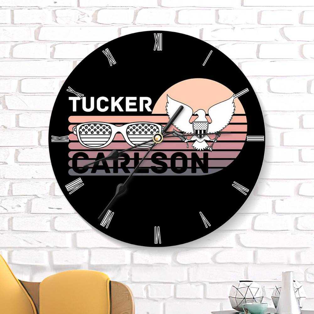 Tucker Carlson Round Wall Clock Home Decor Wall Clock Gifts for Tucker Carlson Fans Tucker Carlson Logo Wall Clock