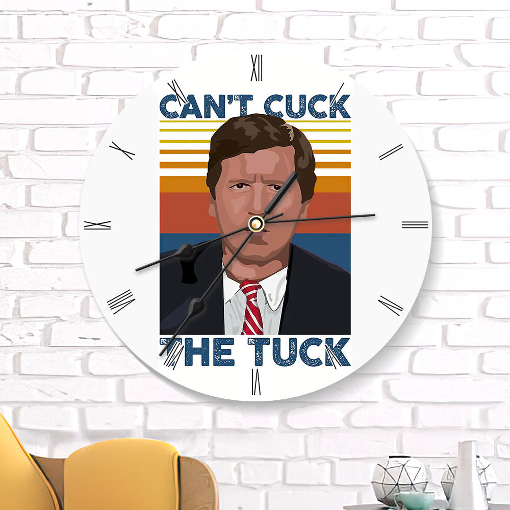 Tucker Carlson Round Wall Clock Home Decor Wall Clock Gifts for Tucker Carlson Fans Can't Cuck The Tuck Photo Wall Clock