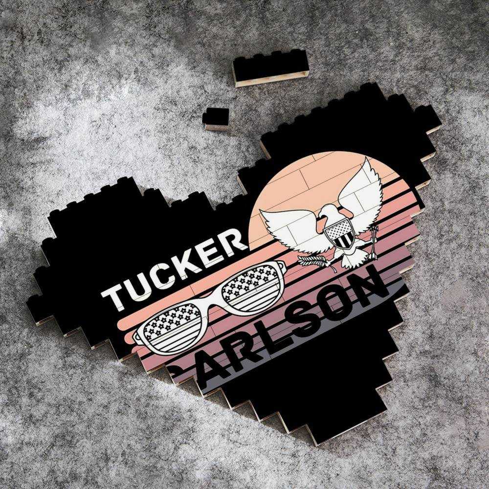 Tucker Carlson Merch Heart Shape Building Blocks Gift for Fans Tucker Carlson Logo Building Blocks