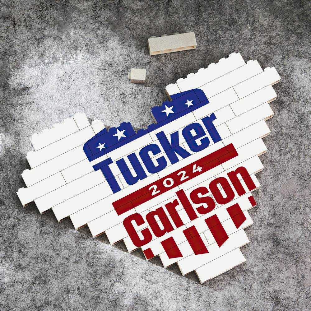Tucker Carlson Merch Heart Shape Building Blocks Gift for Fans Tucker Carlson 2024 Building Blocks