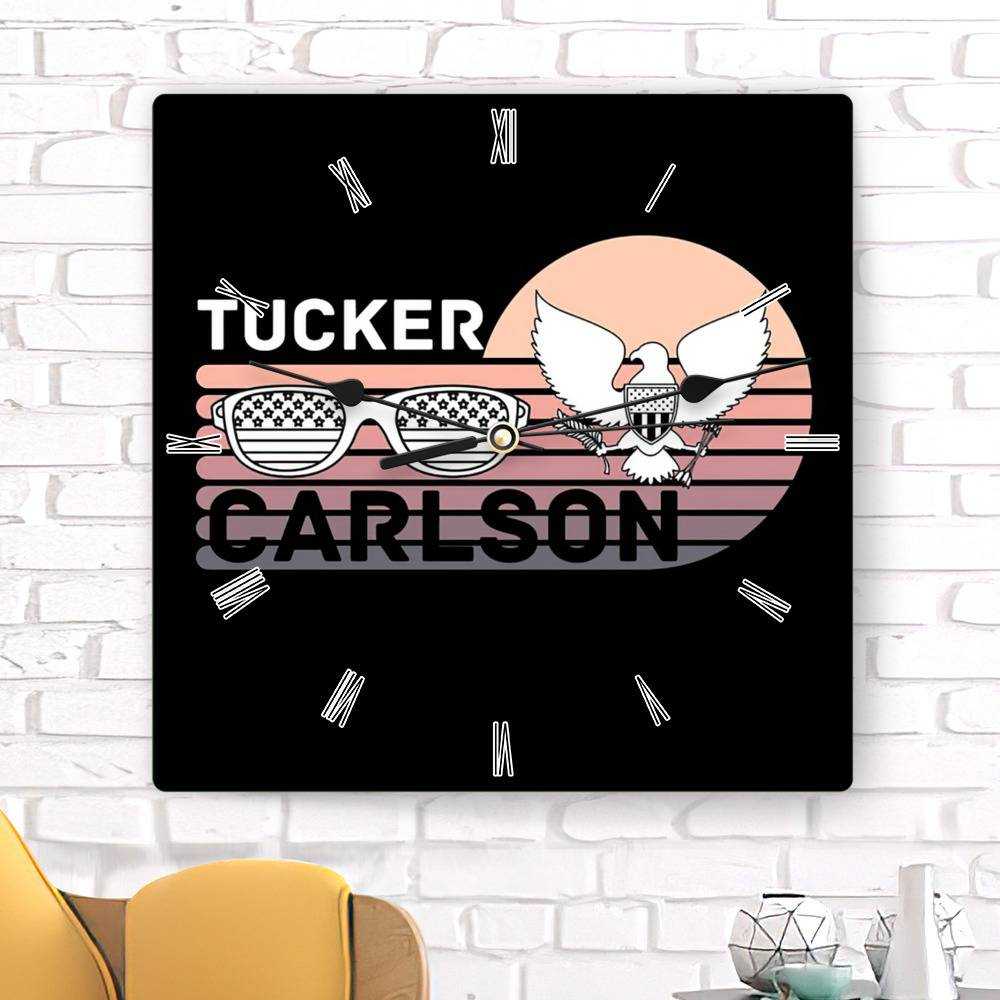 Tucker Carlson Square Wall Clock Home Decor Wall Clock Gifts for Tucker Carlson Fans Tucker Carlson Logo Wall Clock