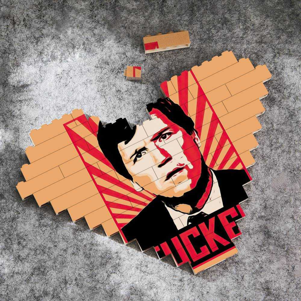 Tucker Carlson Merch Heart Shape Building Blocks Gift for Fans Tucker Carlson Photo Building Blocks