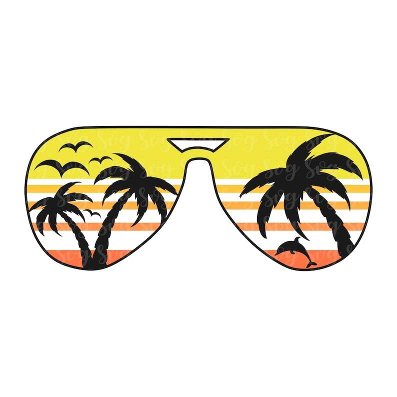 Beach Palm Trees Umbrella Sunglasses PNG SVG PSD Pdf Jpg Files Clipart  Glasses Vacation Commercial Use Print on Demand Graphics 