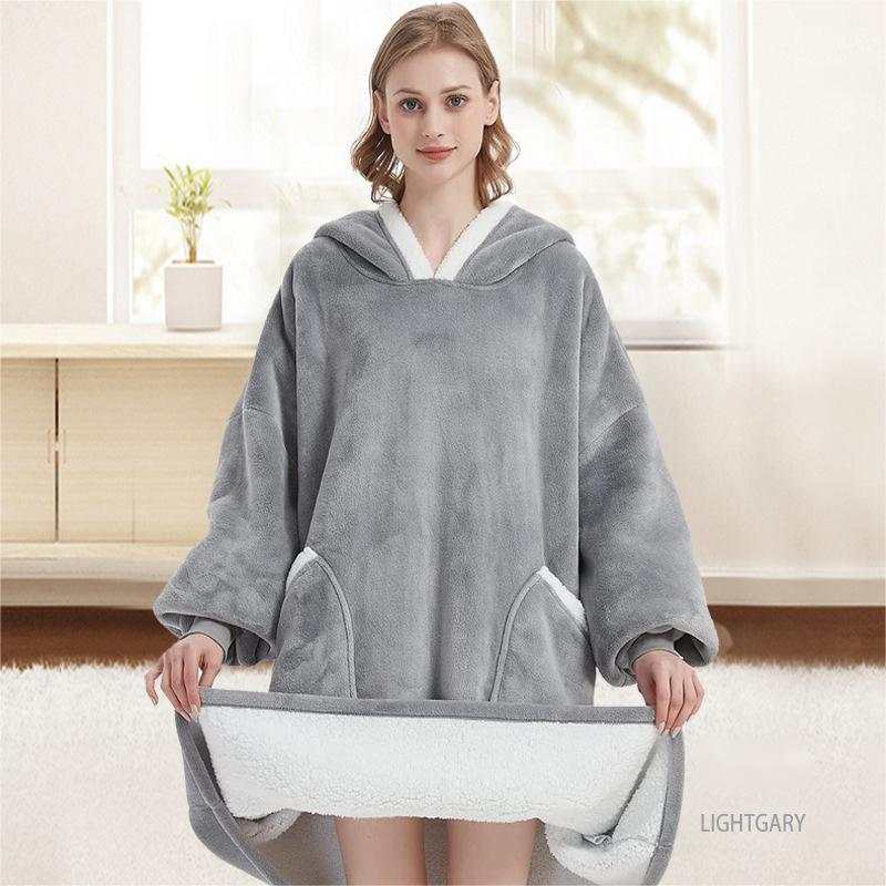 Bedsure Wearable Blanket Hoodie with Sleeves - Sherpa Hooded Blanket Adult  as Gifts for Mom Women Girlfriend, Winter Sweatshirt Blanket Standard Navy