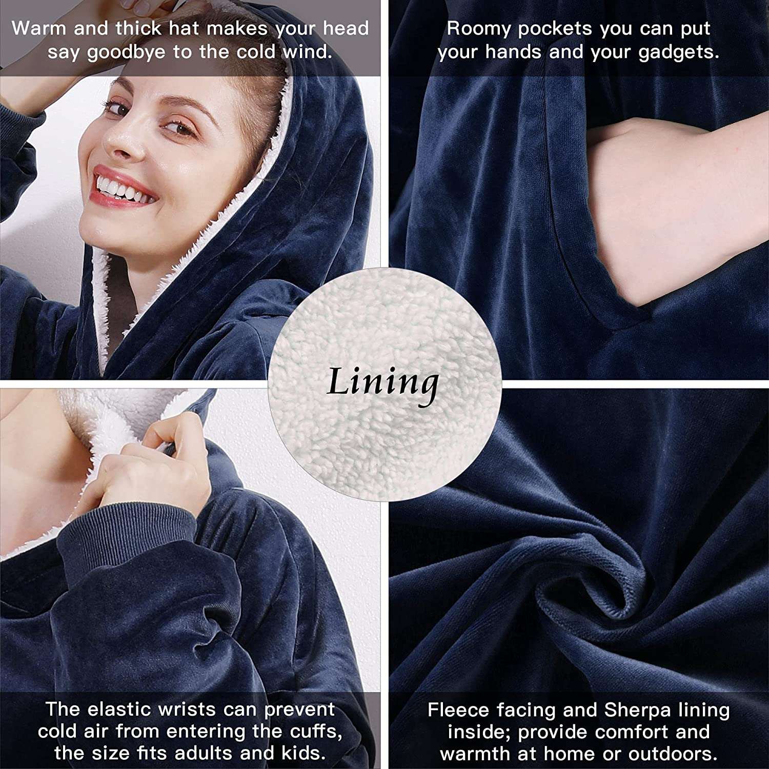 Oversized Sherpa Hooded Sweatshirt Blanket Blanket Hoodie