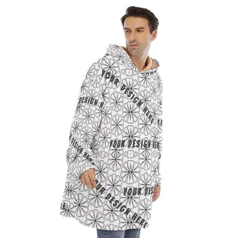 All-Over Print Unisex Sherpa Fleece Hoodie Blanket Hoodie Blanket