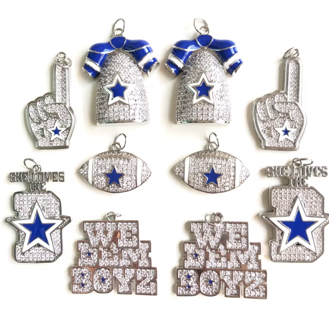 Dallas Cowboys American Football Mix Charms Blue Star Pendants