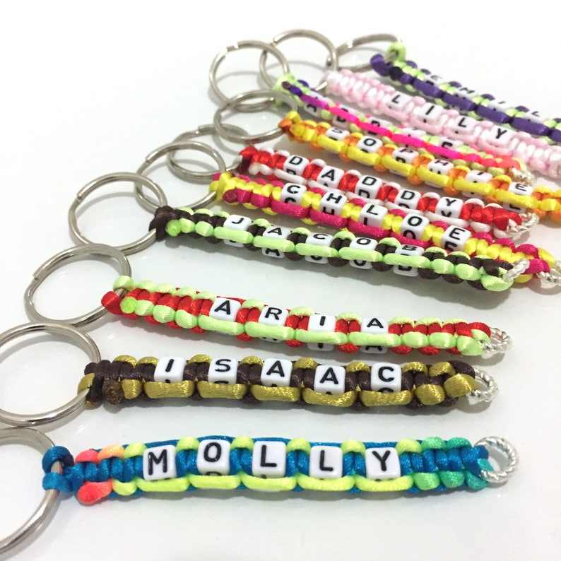 Custom Beaded Name Keychain Custom Keychain Beaded Keychain