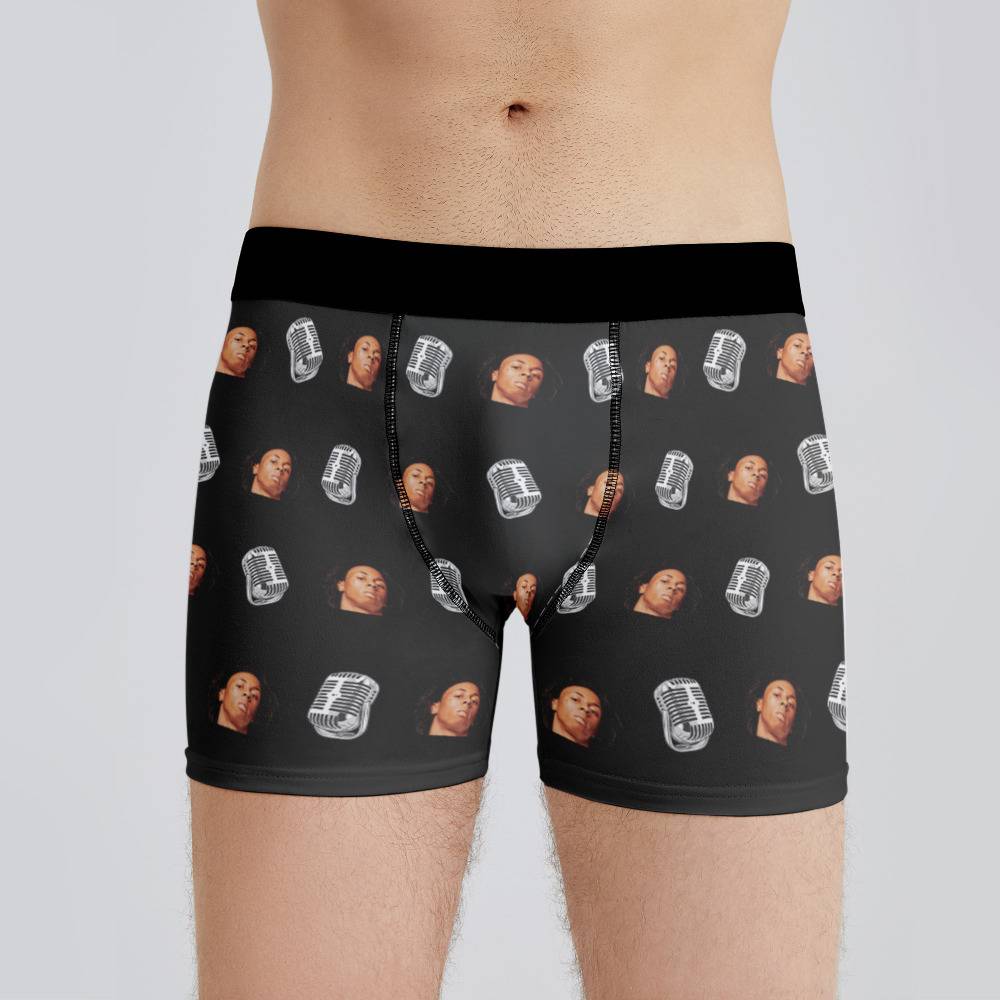 Lil Wayne Boxers Custom Photo Boxers Men's Underwear Microphone Boxers  Black