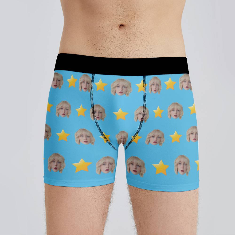 Kallmekris Boxers Custom Photo Boxers Men's Underwear Star Boxers Blue