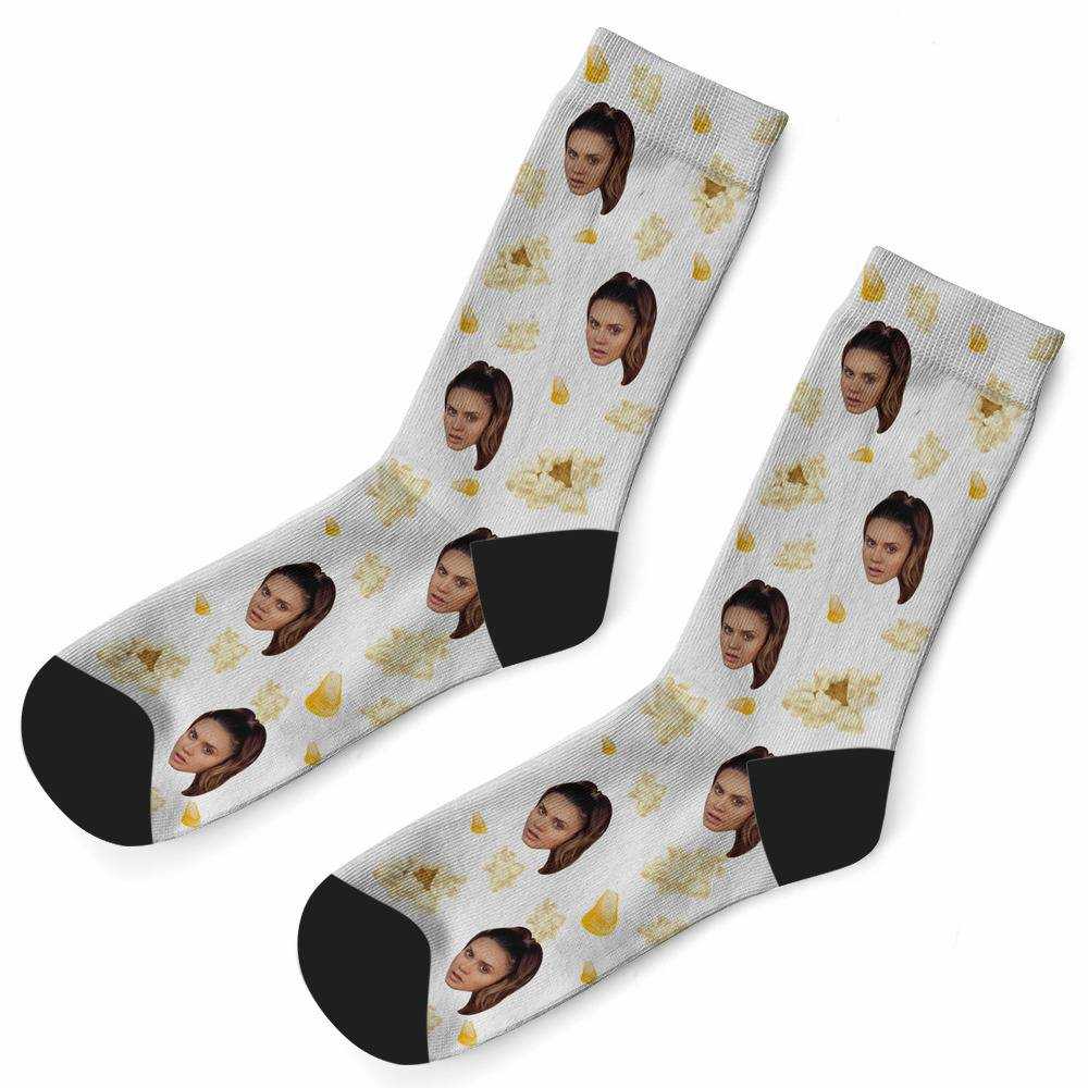 Royalty Family Socks Custom Photo Socks Popcorn Socks White