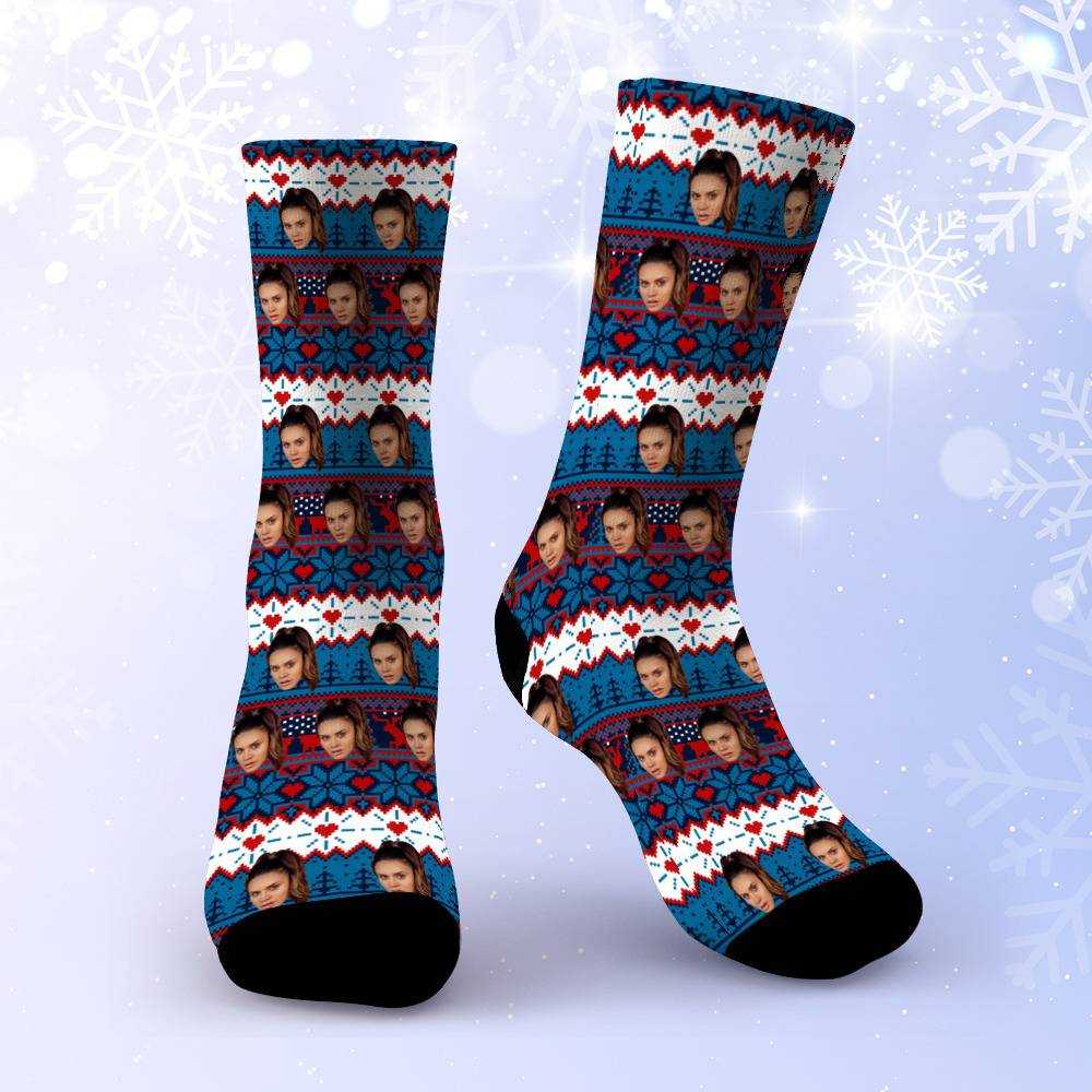 Royalty Family Socks Custom Photo Socks Christmas Socks Vintage Stripe Print