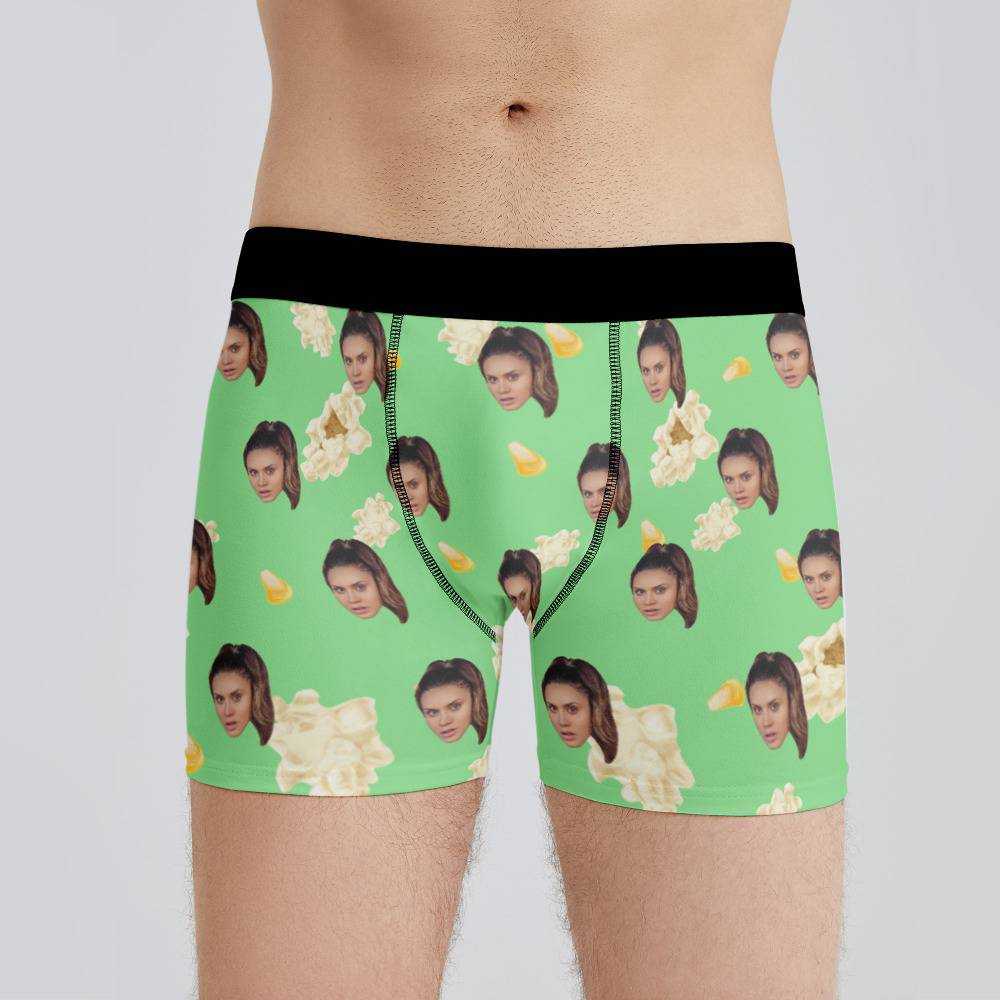 Royalty Family Boxers Custom Photo Boxers Men's Underwear Popcorn Boxers Green