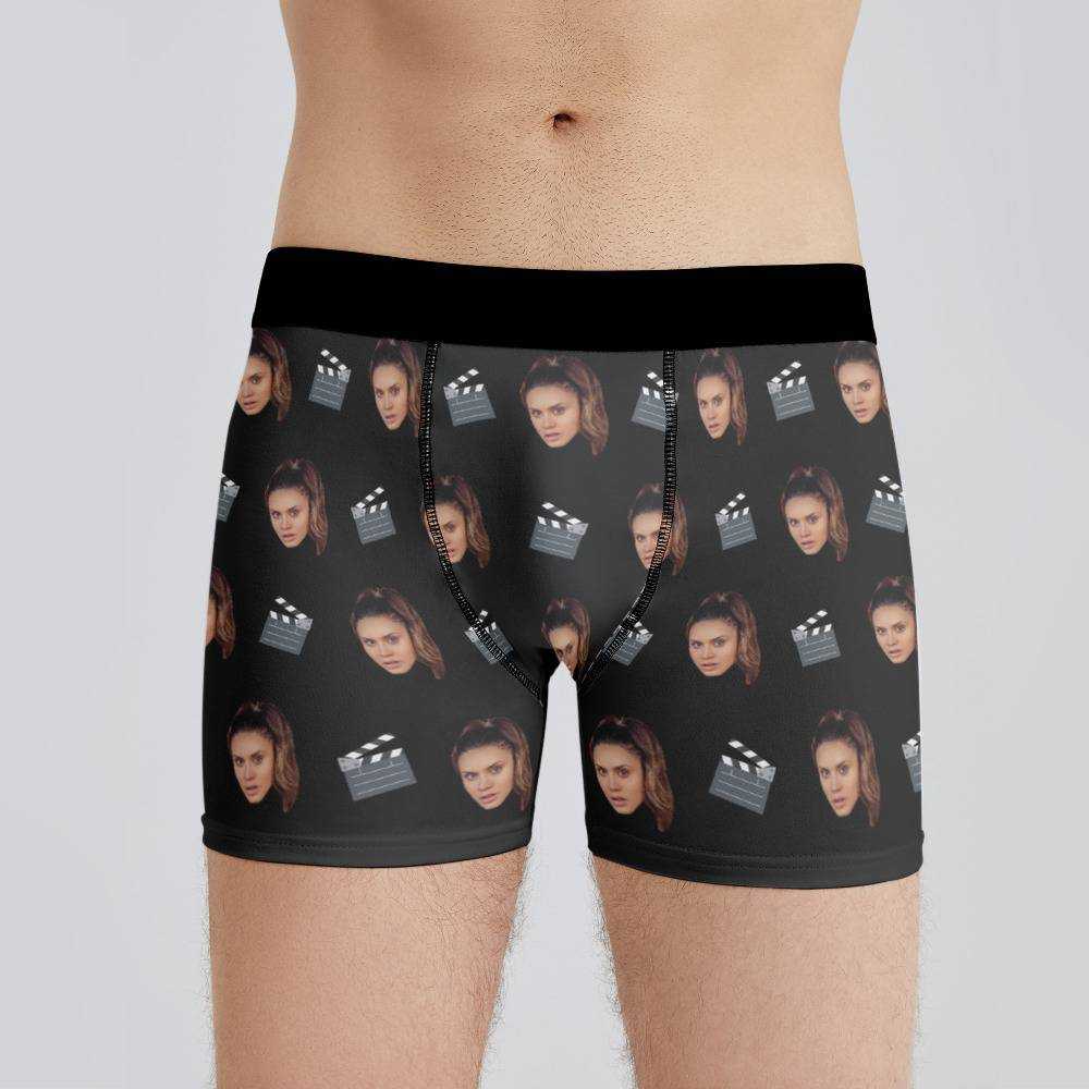 Royalty Family Boxers Custom Photo Boxers Men's Underwear Classic Slate Boxers Black