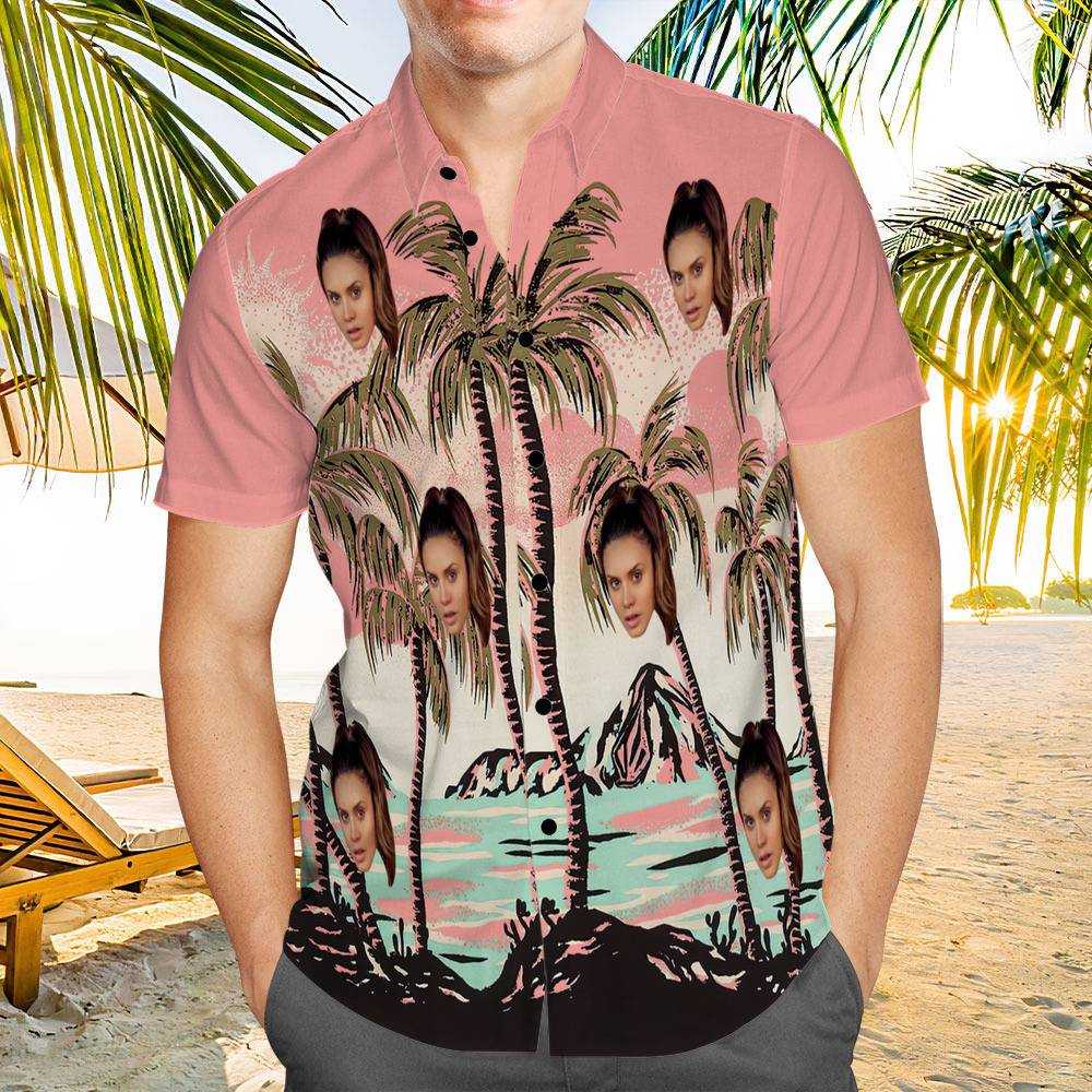 Royalty Family Hawaiian Shirt Custom Photo Hawaiian Shirt Pink Coconut Grove Hawaiian Shirt