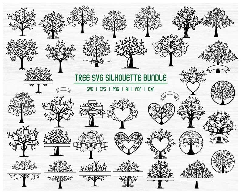 Family Tree Svg With Names, Tree Svg Bundle Tree Of Life Svg Tree Frame Svg Cricut Silhouette#1