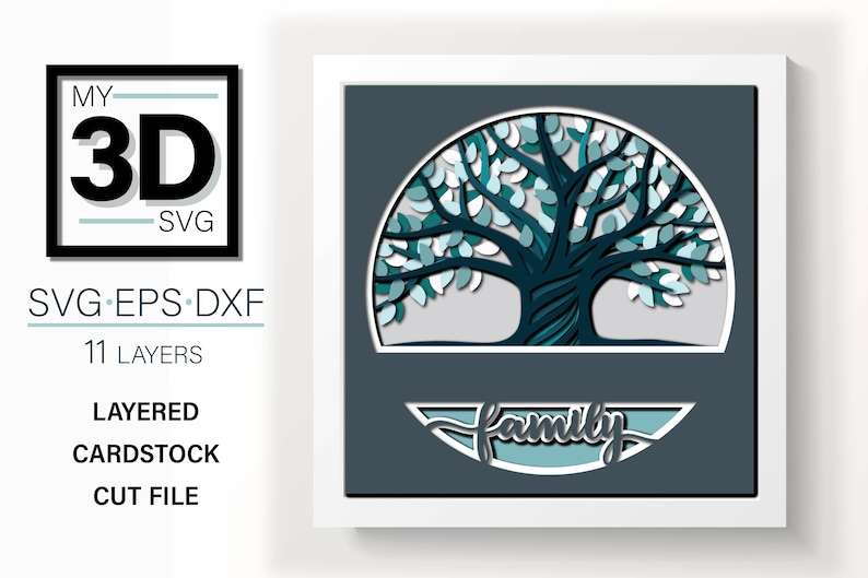 Family Tree Svg Cut File, DIY PERSONALIZABLE 3D FAMILY Shadow Box svg#3