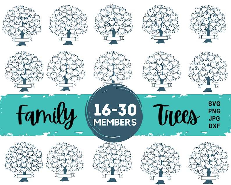 Family Tree Svg Cut File, Family Tree Svg Bundle 16-30 Members#1