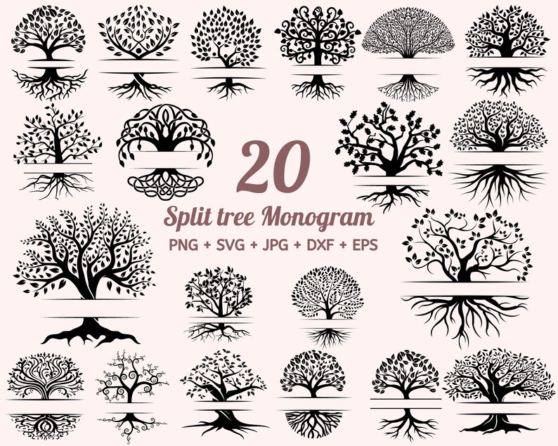 Family Tree Svg With Names, Tree Of Life Monogram Svg