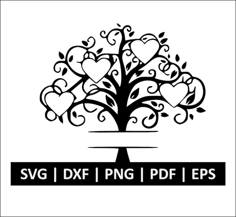 Family Tree Svg With Names, Family Tree SVG - 4 Member Heart Tree svg Commercial License#1