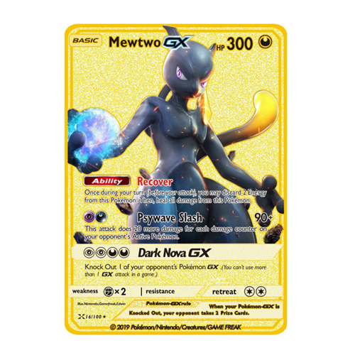 Mewtwo Pokemon Card, Stainless Steel Mewtwo Pokemon Golden Cards