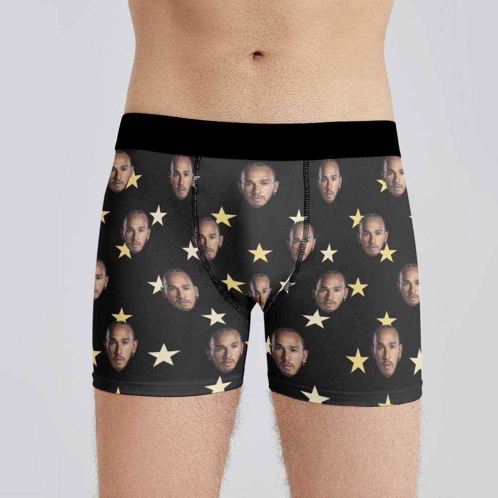 Lewis Hamilton Boxers Custom Photo Boxers Men's Underwear Little Star Boxers Black