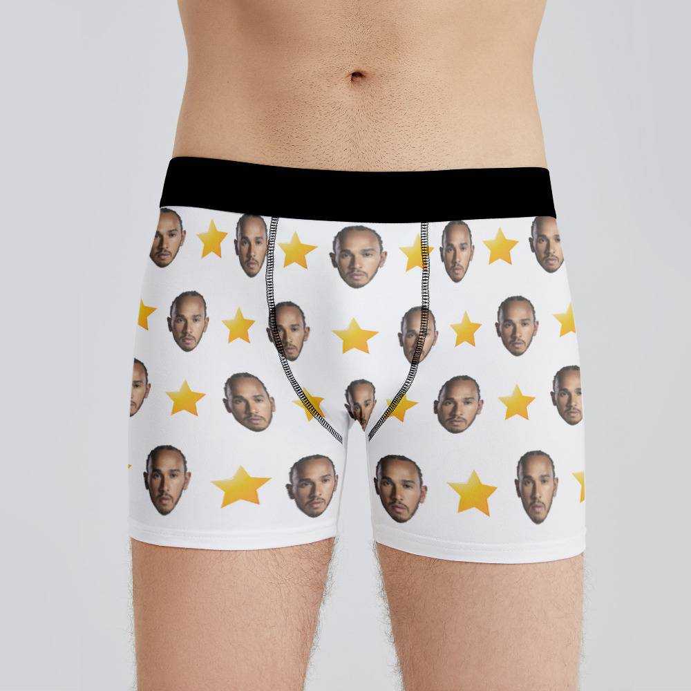Lewis Hamilton Boxers Custom Photo Boxers Men's Underwear Star Boxers White