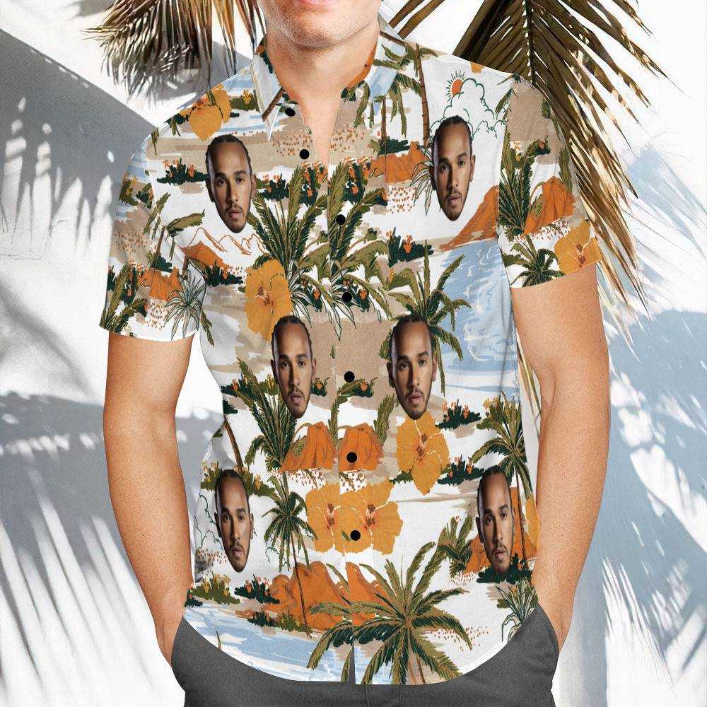 Lewis Hamilton Hawaiian Shirt Custom Photo Hawaiian Shirt Beach Pattern Hawaiian Shirt