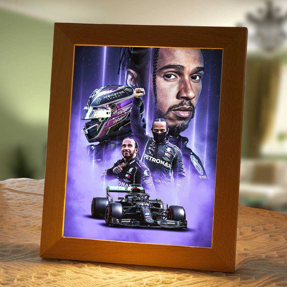 Lewis Hamilton Lamp Classic Night Light Record 92nd Win F1 by Lewis Hamilton Lamp with Wooden Frame