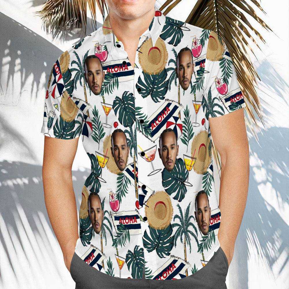 Lewis Hamilton Hawaiian Shirt Custom Photo Hawaiian Shirt Funny Sun Hats Hawaiian Shirt