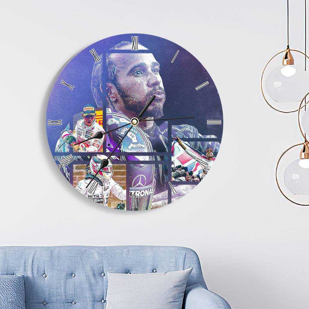 Lewis Hamilton Round Wall Clock Home Decor Wall Clock Gifts for Lewis Hamilton Fans RECORD 92 RACE WINS Wall Clock