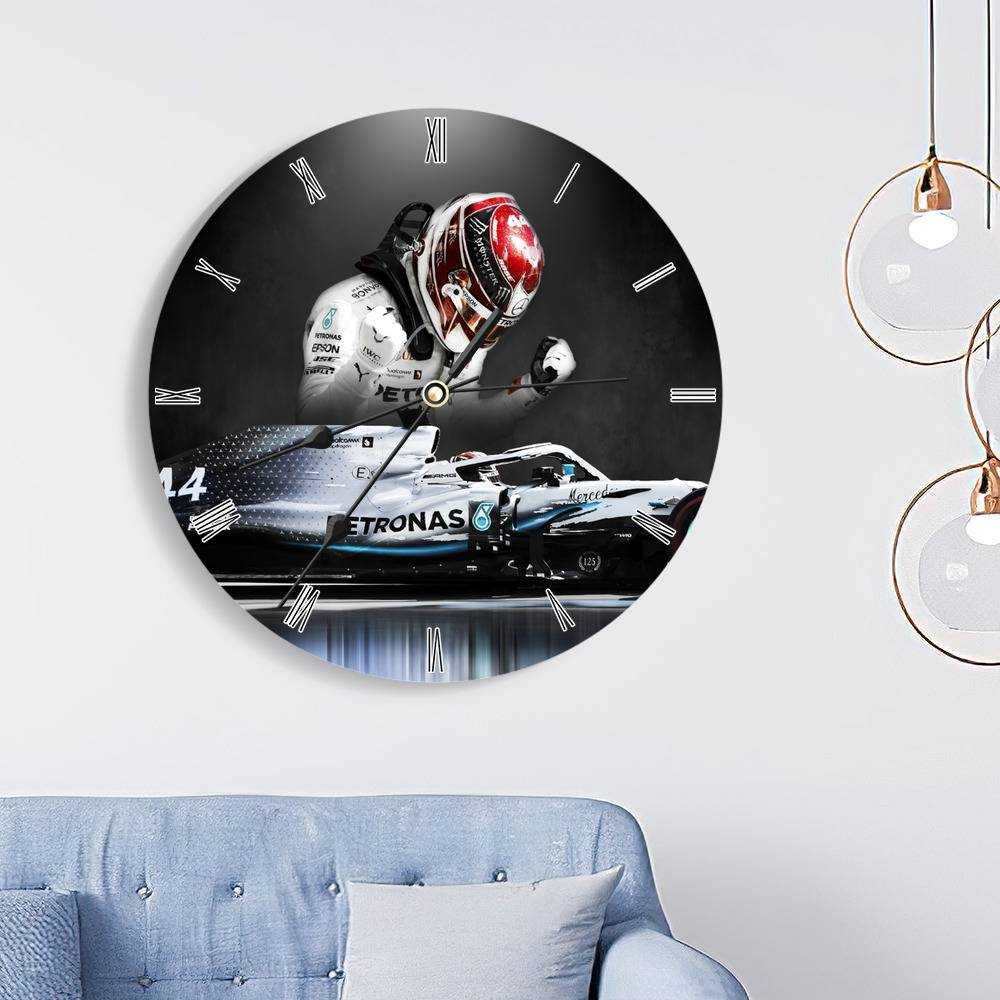 Lewis Hamilton Round Wall Clock Home Decor Wall Clock Gifts for Lewis Hamilton Fans Lewis Hamilton Mercedes F1 Wall Clock