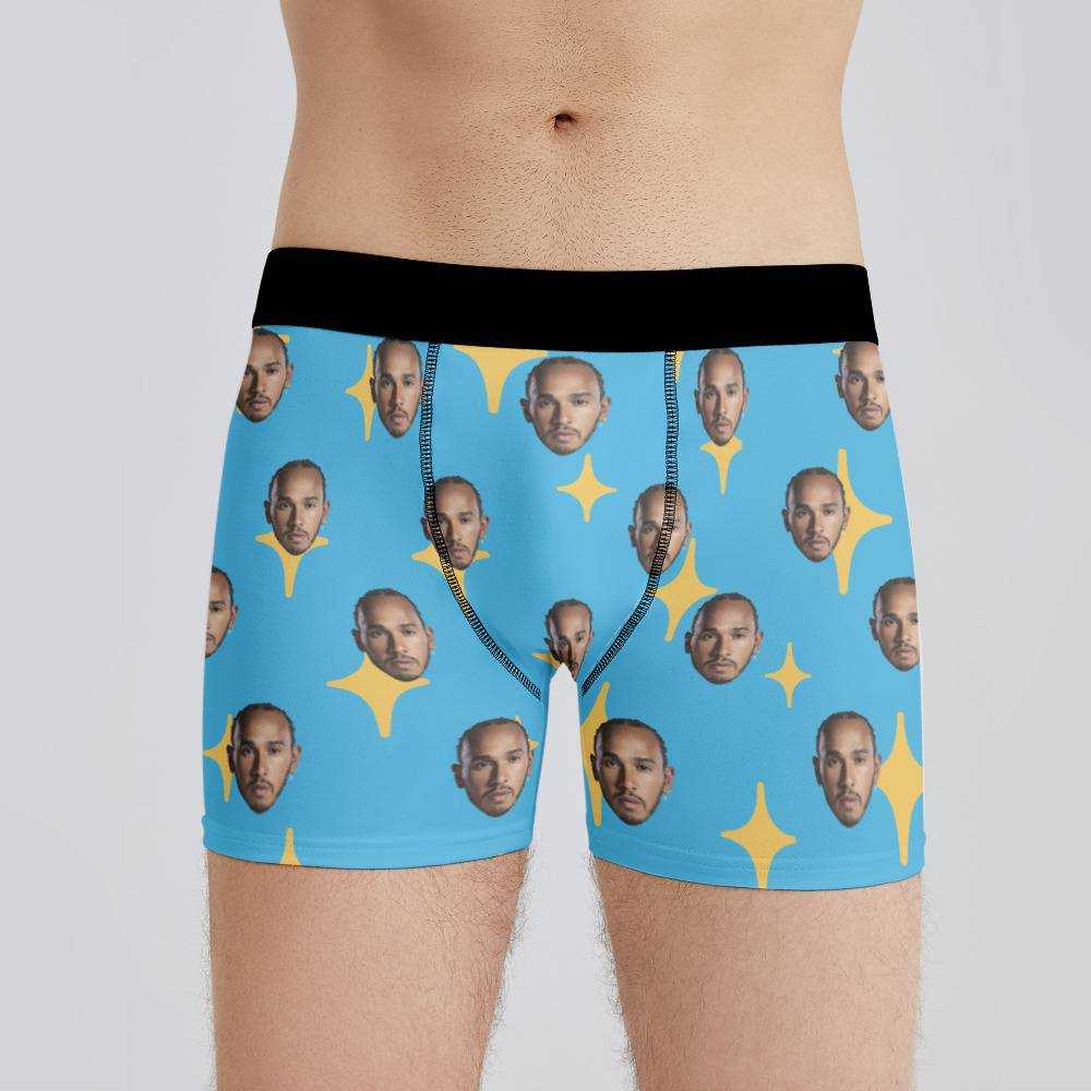 Lewis Hamilton Boxers Custom Photo Boxers Men's Underwear Twinkle Star Boxers Blue