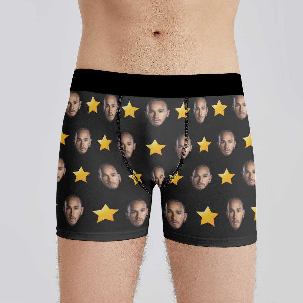 Lewis Hamilton Boxers Custom Photo Boxers Men's Underwear Star Boxers Black