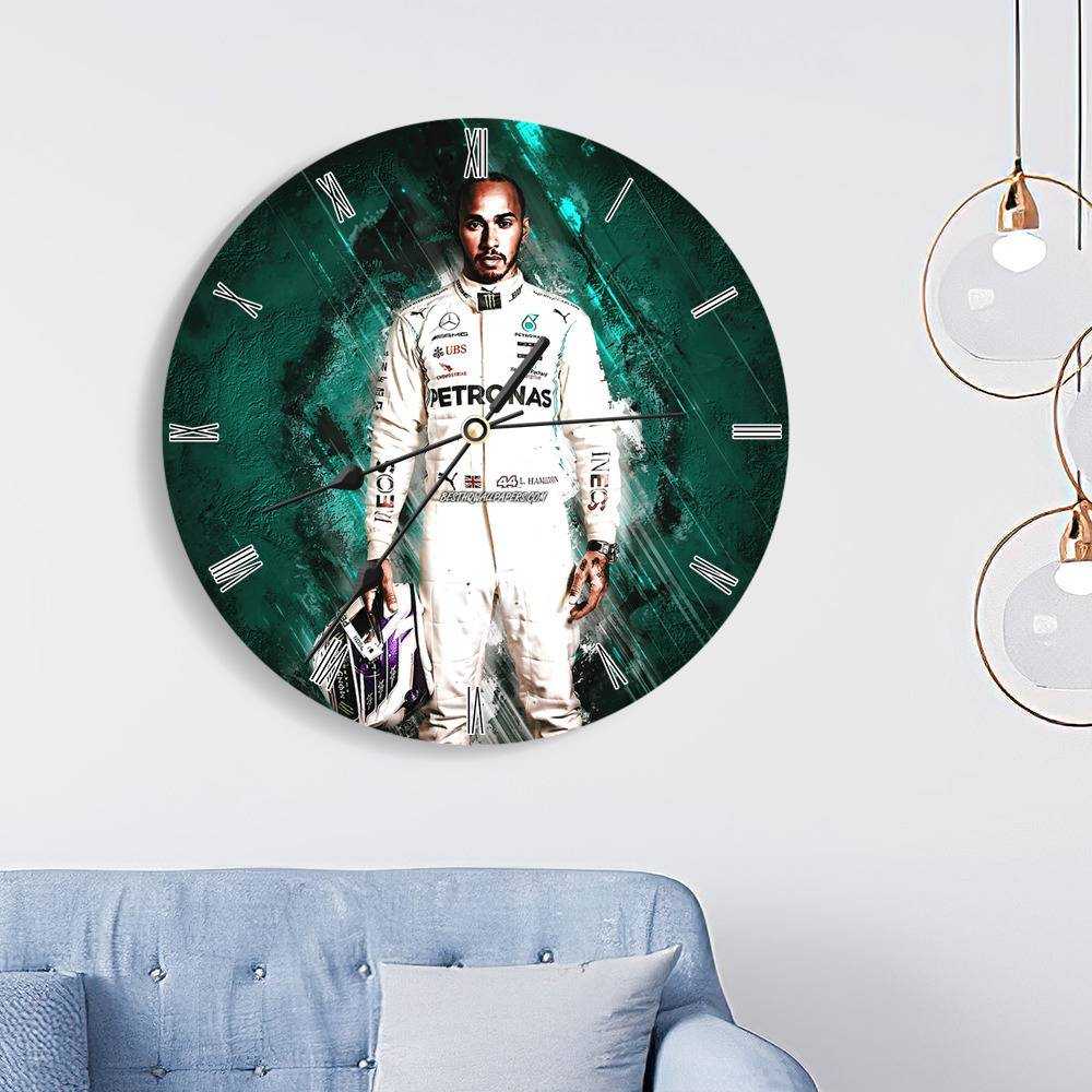 Lewis Hamilton Round Wall Clock Home Decor Wall Clock Gifts for Lewis Hamilton Fans F1 Racing Driver Wall Clock