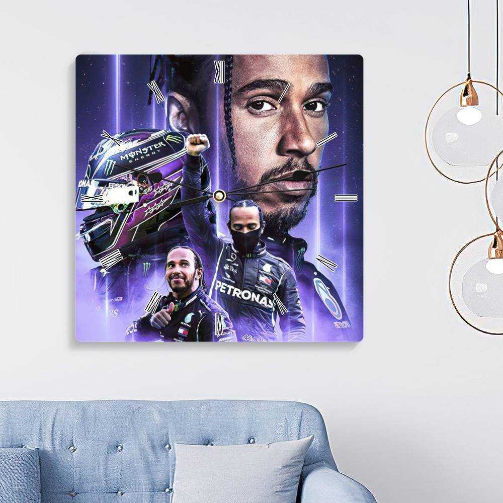 Lewis Hamilton Square Wall Clock Home Decor Wall Clock Gifts for Lewis Hamilton Fans Record 92nd Win F1 Wall Clock