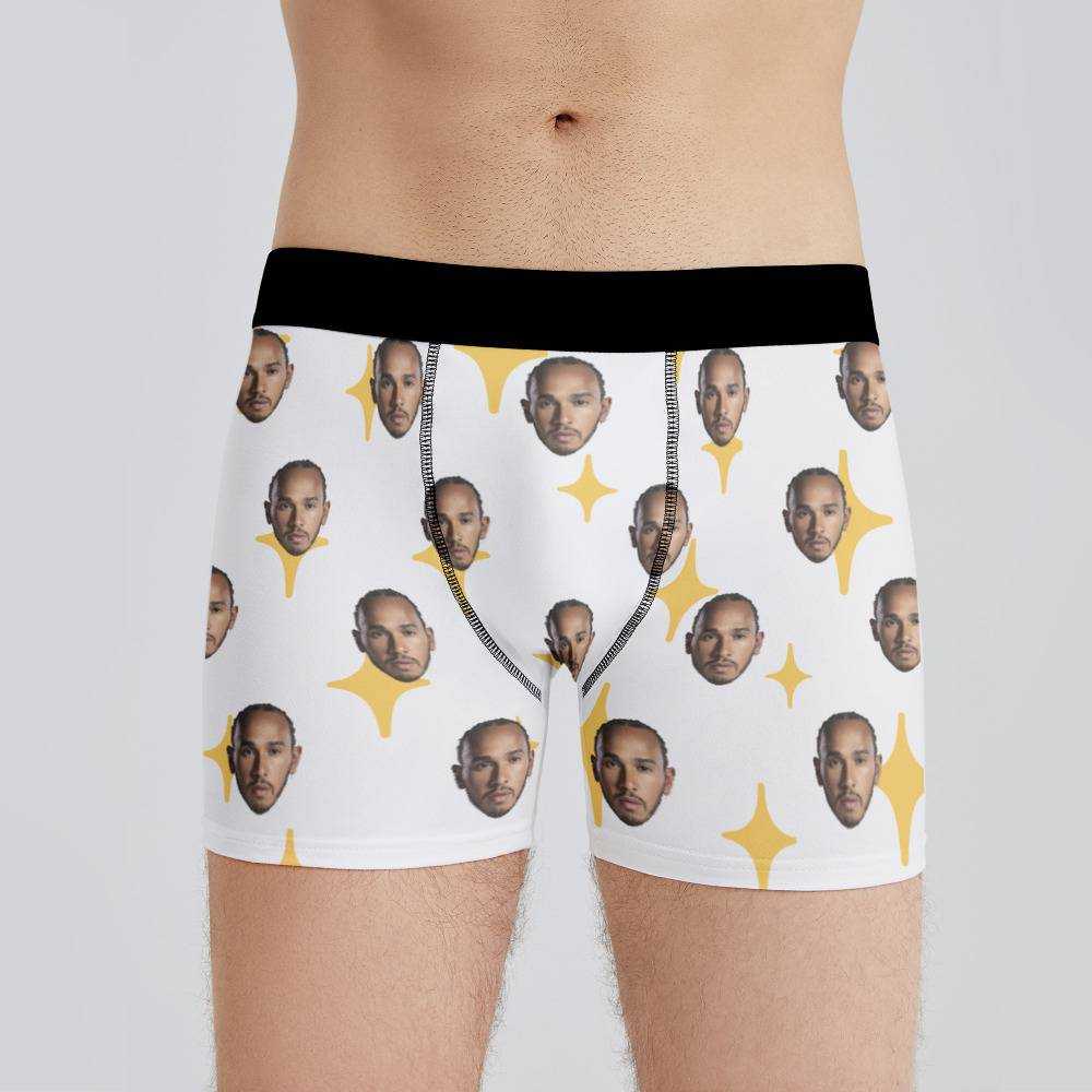 Lewis Hamilton Boxers Custom Photo Boxers Men's Underwear Twinkle Star Boxers White