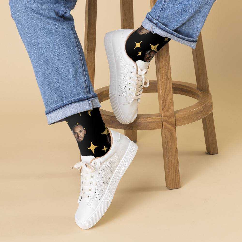 Lewis Hamilton Socks Custom Photo Socks Twinkle Star Socks Black