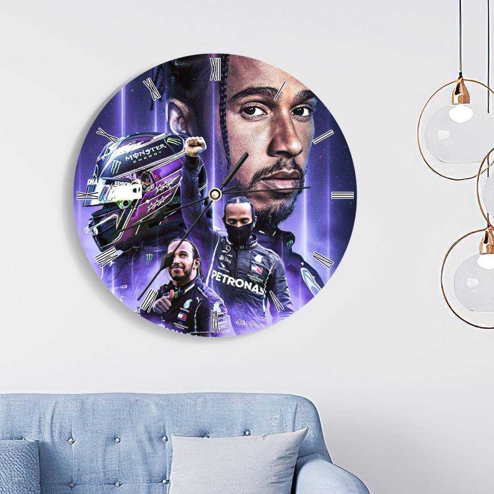 Lewis Hamilton Round Wall Clock Home Decor Wall Clock Gifts for Lewis Hamilton Fans Record 92nd Win F1 Wall Clock
