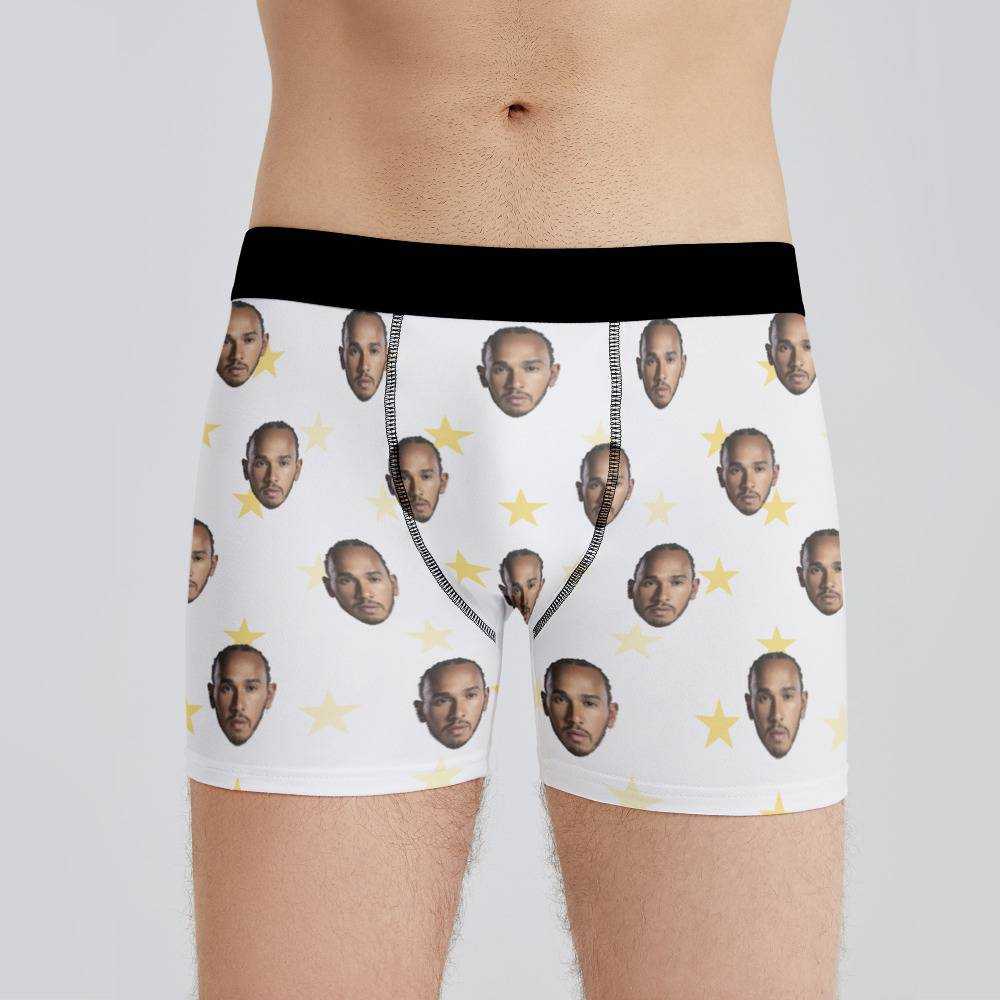 Lewis Hamilton Boxers Custom Photo Boxers Men's Underwear Little Star Boxers White