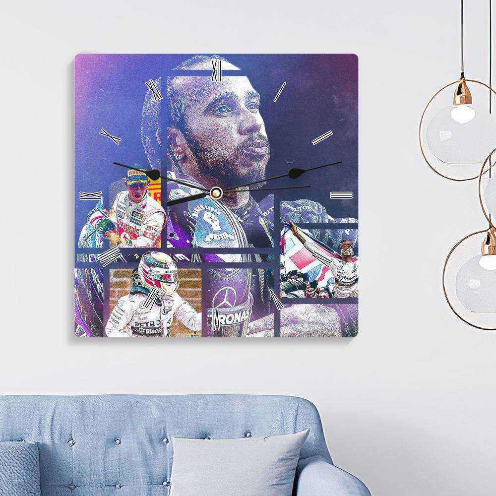 Lewis Hamilton Square Wall Clock Home Decor Wall Clock Gifts for Lewis Hamilton Fans RECORD 92 RACE WINS Wall Clock