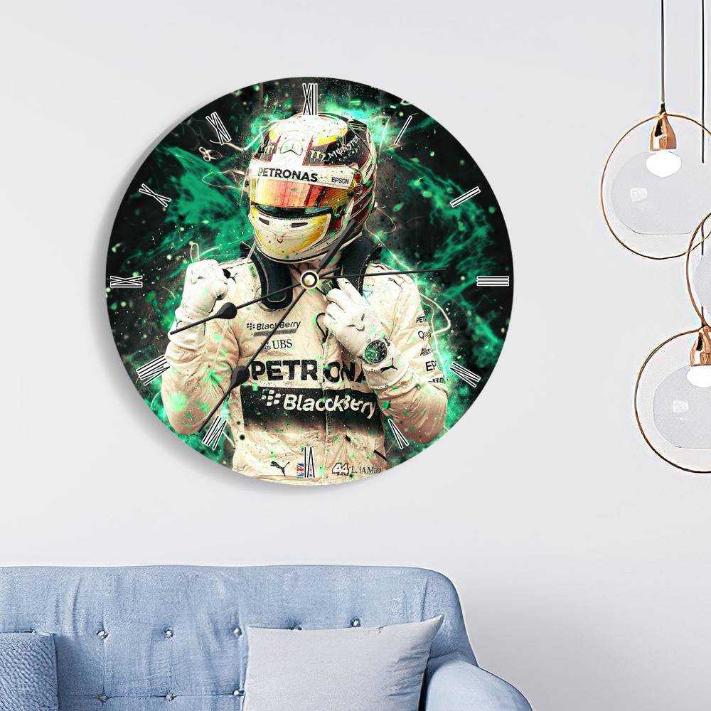 Lewis Hamilton Round Wall Clock Home Decor Wall Clock Gifts for Lewis Hamilton Fans Lewis Hamilton 2018 Wall Clock