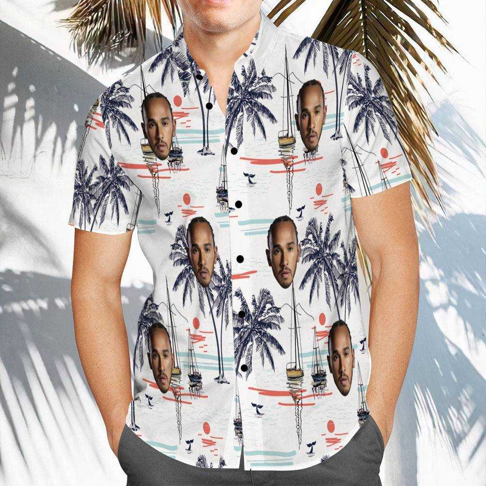 Lewis Hamilton Hawaiian Shirt Custom Photo Hawaiian Shirt Chinoiserie Print Hawaiian Shirt