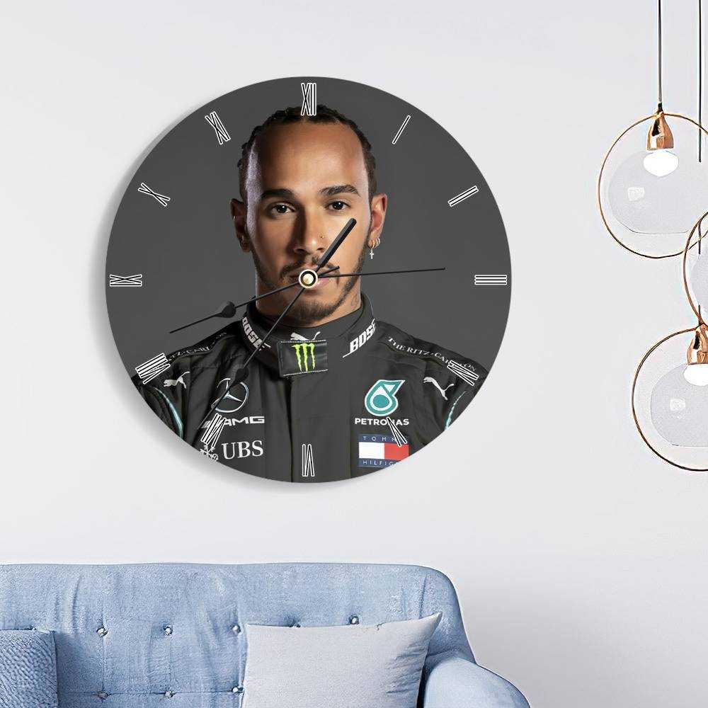 Lewis Hamilton Round Wall Clock Home Decor Wall Clock Gifts for Lewis Hamilton Fans F1 Championship 2020 Wall Clock